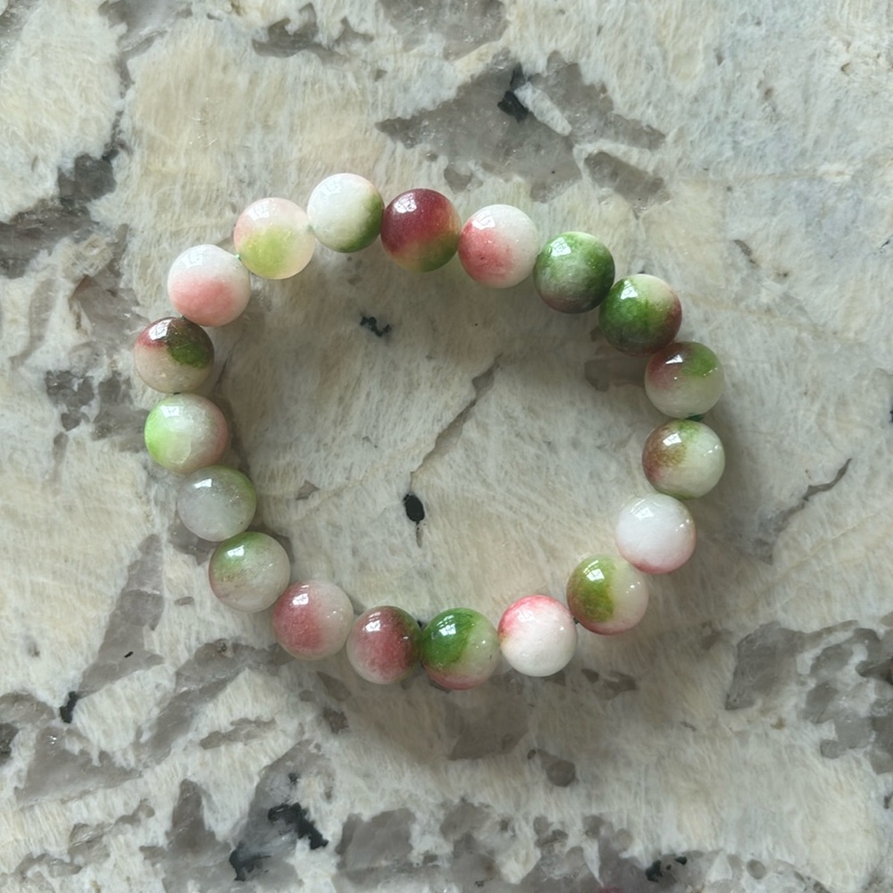 chunky 10mm handmade watermelon tourmaline beaded bracelet
